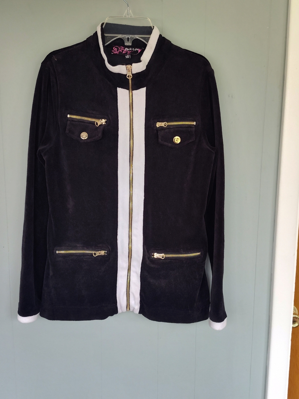 Vintage Peck and Peck Black and White Zip-Front Women's Jacket